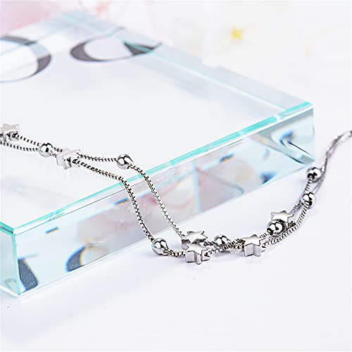 925 Sterling Silver Plated Bracelets for Women Love Heart Charm Chain Bracelet Bangle Fashion Jewelry Gifts - style: heart chain-white