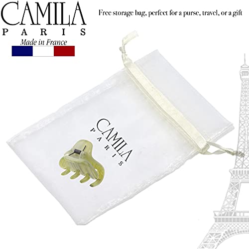 Camila Paris CP3196 French Small Hair Clips for Women, 1.75" Small Claw Clip Fashion Styling Mini Hair Clip Accessories for Women, Strong Hold No Slip Grip Cute Claw Clips, Made in France - color: Gray & Green 1.75"