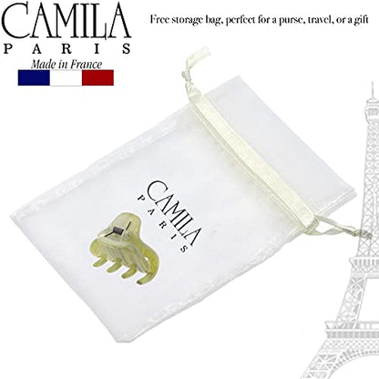 Camila Paris CP3196 French Small Hair Clips for Women, 1.75" Small Claw Clip Fashion Styling Mini Hair Clip Accessories for Women, Strong Hold No Slip Grip Cute Claw Clips, Made in France - color: Gray & Green 1.75"