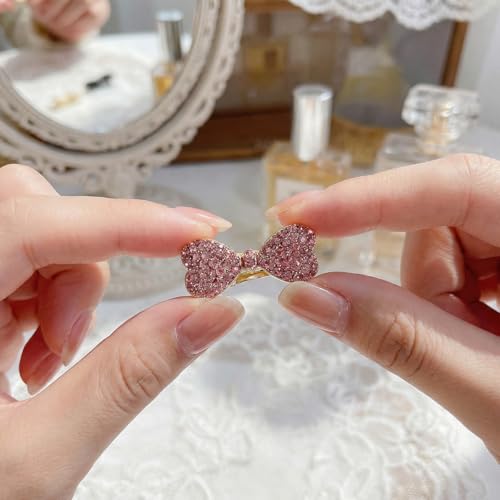 10PCS Cute Bow Hair Clips for Women Girls,Pearl & Rhinestone Bow Barrettes, Sweet Heart Shape Hair Pins,Sparkly Glitter Hair Accessories for Wedding Party Daily Wear