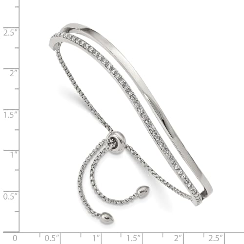Chisel Crystal Adjustable Bangle Bracelet in Stainless Steel