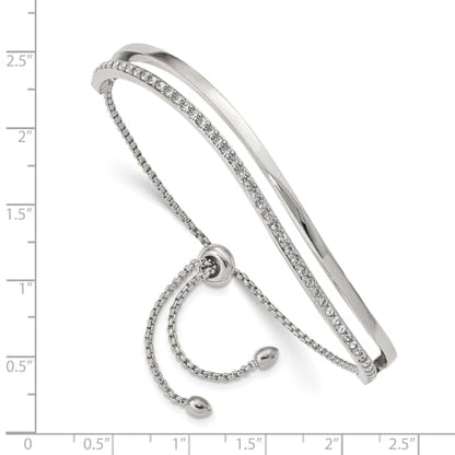 Chisel Crystal Adjustable Bangle Bracelet in Stainless Steel