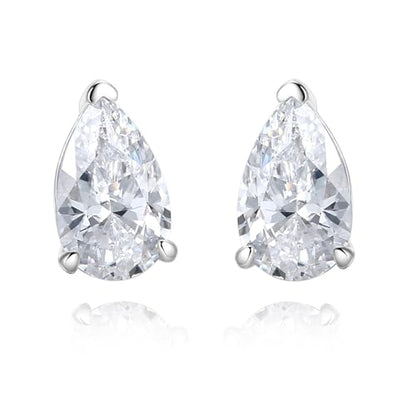 925 Sterling Silver 2-4 Carat Lab Simulation-Diamond Stud Earrings 5A Cubic Zirconia Stud Earrings Hypoallergenic White Gold Plated, Perfect Jewelry Gifts - style: Pear Cut 5x8MM