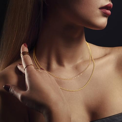 14K Gold Necklaces for Women Trendy 14K Gold Chain for Women | Layered Necklaces for Womens Refined Shine and Elegant Presence Chains Necklace Womens 18in+4cm