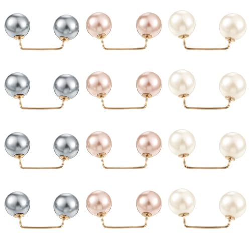 12Pcs Pearl Brooch Pins, Pearl Pin For Clothes, Artificial Faux Pearls Brooch Pearls Safety Decorative Pin, Brooches And Pins For Women Wedding Dress Blouse V-line Tops