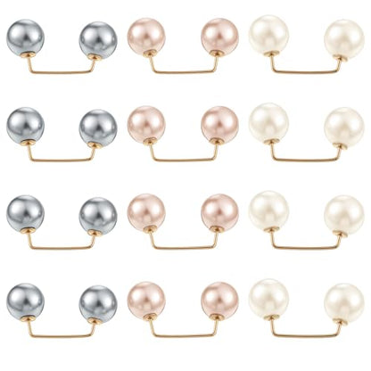 12Pcs Pearl Brooch Pins, Pearl Pin For Clothes, Artificial Faux Pearls Brooch Pearls Safety Decorative Pin, Brooches And Pins For Women Wedding Dress Blouse V-line Tops