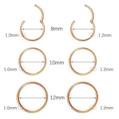 Surgical Steel Nose Ring 16G 18G L Shape Nose Studs Body Piercing for Women - color: D-Rose Gold