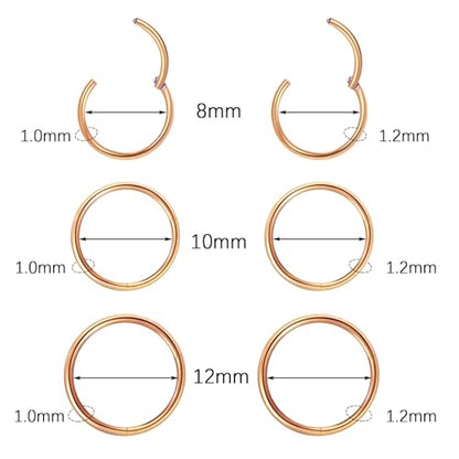Surgical Steel Nose Ring 16G 18G L Shape Nose Studs Body Piercing for Women - color: D-Rose Gold