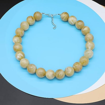 JNF Chunky Beaded Necklaces Women Large Big Ball Bead Choker Necklace Bold Statement Beads jewelry Gift - color: gemstone necklace Brown