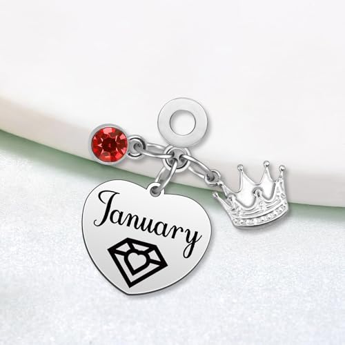 Birthday Gifts for Women Birthstone Charms for Bracelets Necklaces Jewelry Gift for Mom Wife Daughter Granddaughter Niece Sister Girlfriend - color: January