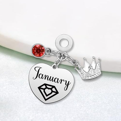 Birthday Gifts for Women Birthstone Charms for Bracelets Necklaces Jewelry Gift for Mom Wife Daughter Granddaughter Niece Sister Girlfriend - color: January
