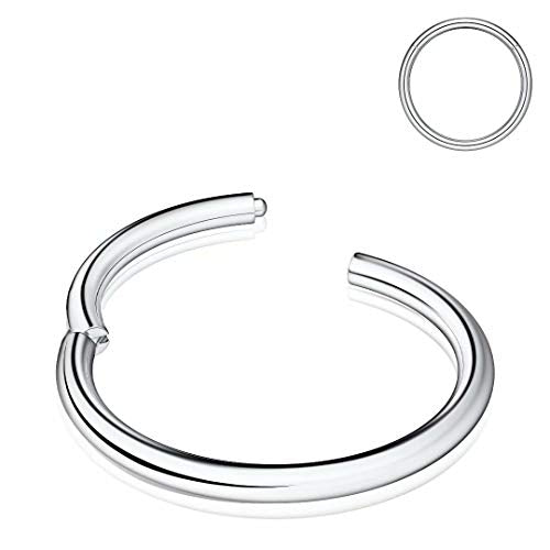 Nose Rings Hoop, 316L Surgical Steel 20G 18G 16G 14G Hypoallergenic Nose Rings Septum Cartilage Hoop Earring Conch Piercing Jewelry for Women, Diameter 5mm to 14mm, Gold, Rose Gold, Silver, Black - style: 1pcs, Silver, 18g, Diameter: 6mm
