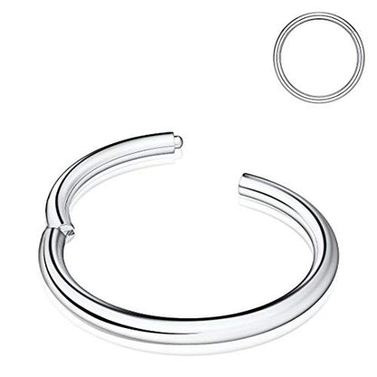 Nose Rings Hoop, 316L Surgical Steel 20G 18G 16G 14G Hypoallergenic Nose Rings Septum Cartilage Hoop Earring Conch Piercing Jewelry for Women, Diameter 5mm to 14mm, Gold, Rose Gold, Silver, Black - style: 1pcs, Silver, 18g, Diameter: 8mm