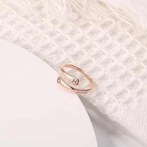 INBLUE Personalized 925 Sterling Silver Spiral Twist Ring for Women Customized Engraving Name/Date with Birthstones Adjustable Open Wrap Band Promise Ring Gift for Wedding Engagement - color: Style B3