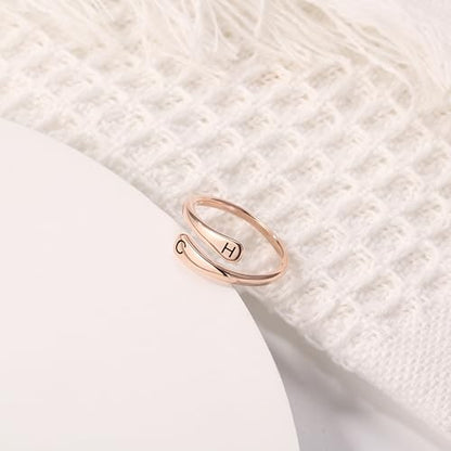 INBLUE Personalized 925 Sterling Silver Spiral Twist Ring for Women Customized Engraving Name/Date with Birthstones Adjustable Open Wrap Band Promise Ring Gift for Wedding Engagement - color: Style B3
