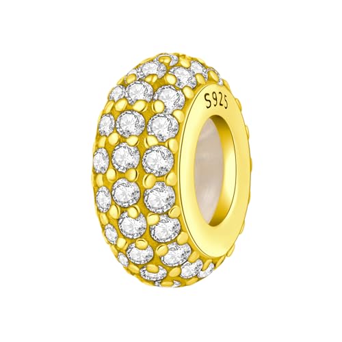 925 Sterling Silver Spacer Beads Charms for Bracelets & Necklaces Cute Charms Spacer Stopper Locating Buckle for Bracelets Retro Shaped Birthday Graduation Jewelry Gifts for Women Lover - color: Gold spacer bead