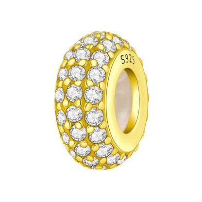 925 Sterling Silver Spacer Beads Charms for Bracelets & Necklaces Cute Charms Spacer Stopper Locating Buckle for Bracelets Retro Shaped Birthday Graduation Jewelry Gifts for Women Lover - color: Gold spacer bead
