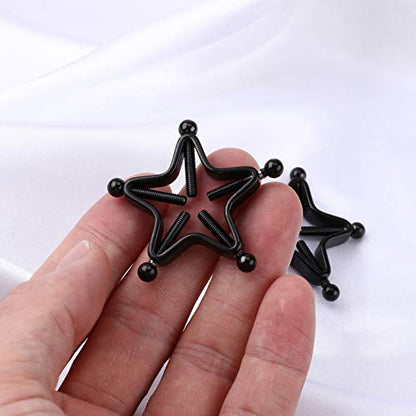 1 Pair Adults Non-Piercings Nipple Shield Adjustable Body Piercing Geometric Stars Nipple Clamp Ring Body Jewelry - color: #1 Black