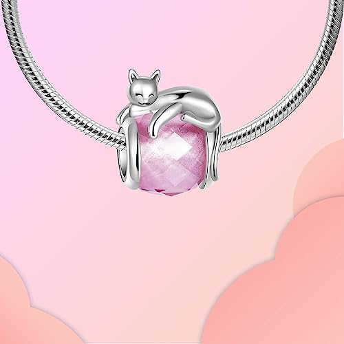 LUXILLA Love You Best Friend Grandma Wife Heart Charm 925 Sterling Silver Charms Fit for Bracelets Necklace Jewelry Gift for Women - color: Cat Charm