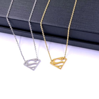 Tapp Collections Stainless Steel Superhero Pendant Necklace - color: Super-W / Steel Chain / Silver Color