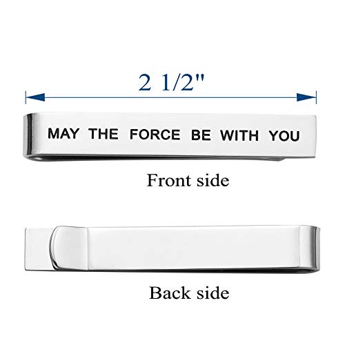LParkin Premium Stainless Steel Tie Clip for Men & Women - Polished Finish, Secure Hold, Classic Accessory & Unique Gift - style: May The Force Be with You Tie Clip