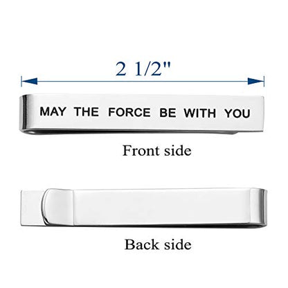 LParkin Premium Stainless Steel Tie Clip for Men & Women - Polished Finish, Secure Hold, Classic Accessory & Unique Gift - style: May The Force Be with You Tie Clip