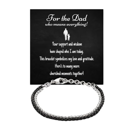 Mens Bracelet - Stainless Steel, Non Tarnish Rope Chain Bracelets, Stylish Fathers Day Gift for Dad, Husband, Boyfriend. - color: Silver & Black - For The Dad