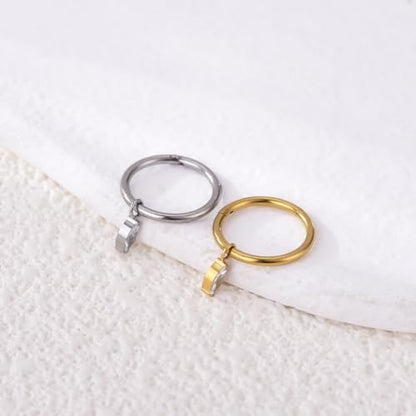 Ourania 16G Gold Stainless Steel Zircon Dangle Huggie Hoop Rook Piercing Helix Hoop Earring Tragus Hoop Cartilage Piercing for Women - color: Eyes Silver 2PCS, size: 1.2*10mm 2pcs
