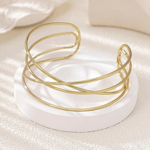 Harry and Henry Arm Cuff Gold Upper Arm Jewelry for Women Adjustable Open Cuff Bangle Bracelets Armband Jewelry Summer Outfits for Women 2026 - color: B:Gold multilayer open arm cuff bracelet