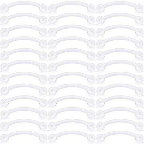 16G Clear Plastic Curved Barbells Eyebrow Ring Snake Eyes Tongue Rings Acrylic Bioflex Cartilage Helix Tragus Earrings Nipple Belly Lip Ring Piercing Retainer Length 6mm 8mm 10mm 12mm 36pcs - color: 36Pcs 16G 12mm