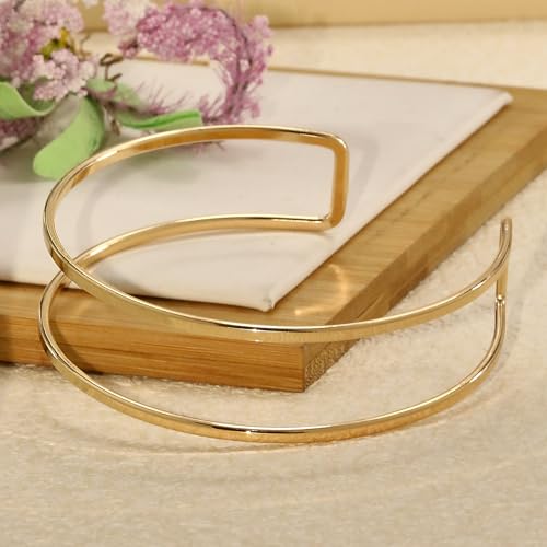 Todenb Upper Arm Cuff for Women Minimalist Adjustable Arm Band Gold Silver Arm Cuff Multi-Layer Arm Bracelet Upper Arm Jewelry - color: Gold Parallel