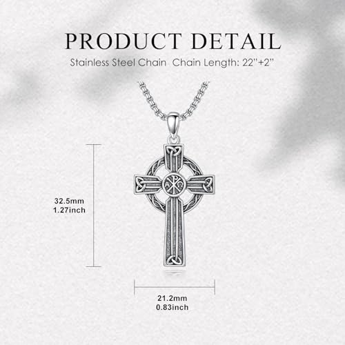 Cross Necklace for Men Women 925 Sterling Silver Cross Pendant Necklace Christian Religious Jewelry Gifts for Anniversary - color: 1-Celtic Cross-3