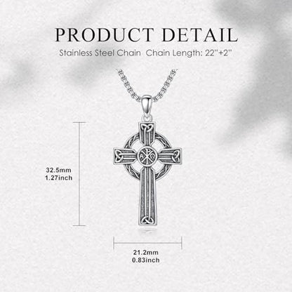 Cross Necklace for Men Women 925 Sterling Silver Cross Pendant Necklace Christian Religious Jewelry Gifts for Anniversary - color: 1-Celtic Cross-3