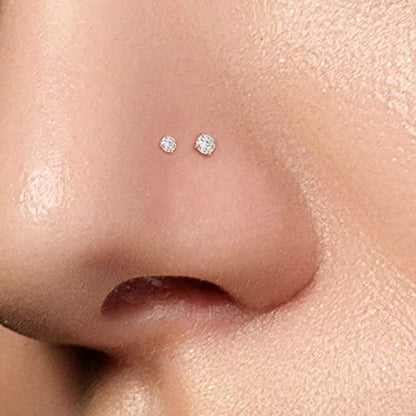 8PCS Titanium Nose Rings Stud, Gold Nose Ring for Women Men Hypoallergenic Nostril Hoops L Shape Nose Studs Corkscrew CZ Nose Piercing Jewelry Silver 18G & 20G Nose Ring Studs 2/2.5/3mm - style: Silver-12-three shape