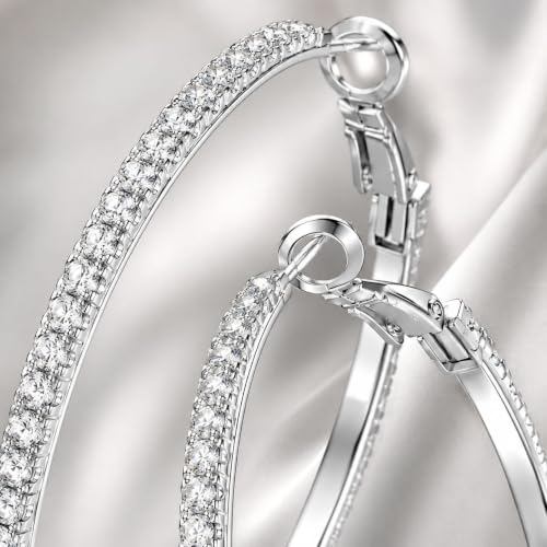 Big Chunky Gold Hoop Earrings for Women Beaded Large Statement Earrings Lightweight Fashion Jewelry Daily Wear Party Gift - color: E5:Silver 8cm