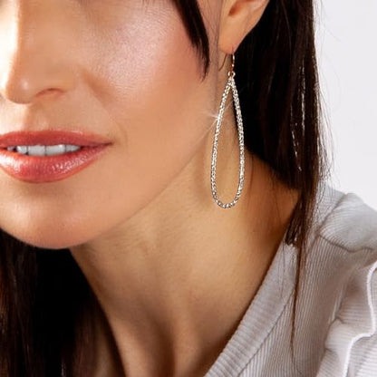 Simulated Diamond Teardrop Dangle Earrings for Women - Long Dangling CZ | Plated in Gold Tone or Silver Tone - color: 2.7" inch Teardrop - Gold