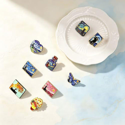 4/6/9/10/12/16/20PCS Cute Enamel Pins Bulk Set, Art Aesthetic Lapel Brooches, Humorous Quote Pins for Backpacks Jackets Hats Bags, Novelty Cool Badges for Women, Men, Teens, Kids - style: 9pcs Art