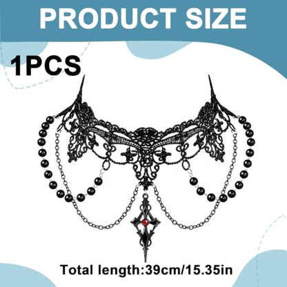 Gothic Lace Choker Necklace for Women Black Vintage Halloween Necklace | Gothic Lace Choker Necklace for Women,Vintage Red Black Crystal Pendant Necklaces Punk Style Vampire Necklace Hollowed