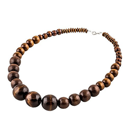 Wood Bead Necklace Africa Wooden Chain Statement Unisex Chunky Necklaces - color: One classic brown necklace