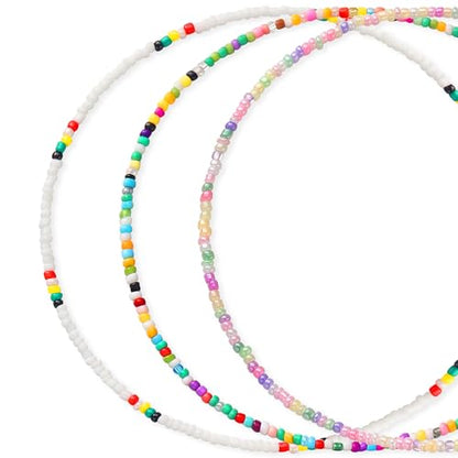 ZLP 3 pcs Small Beaded Necklaces – Colorful Choker Necklaces for Women, Cute Boho Summer Jewelry Beach Jewelry for Women