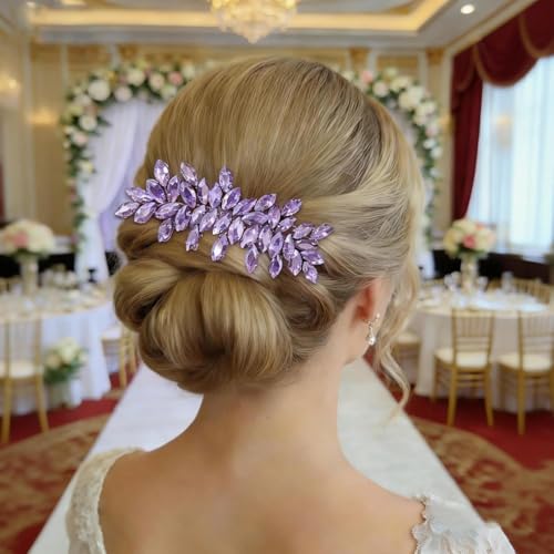 Bridal Crystal Wedding Hair Comb Decorative Rhinestone Headpiece Bride Wedding Hair Side Combs Accessories Purple - color: Purple