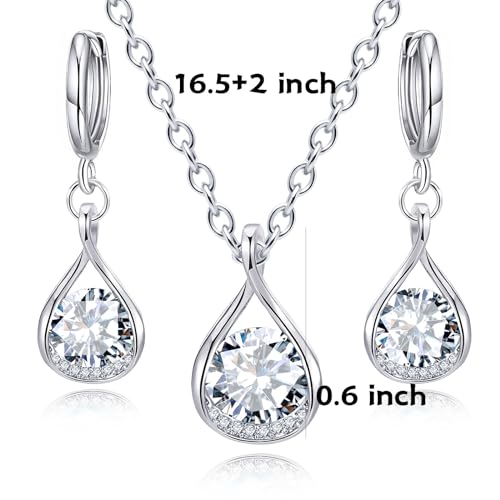 IFKM Silver Jewelry Sets For Women Rhinestone Pearl Crystal CZ Choker Necklace Earrings Bracelets Set For Bridal Bridesmaid Accessories Wedding Prom Anniversary Birthday Gifts - color: White