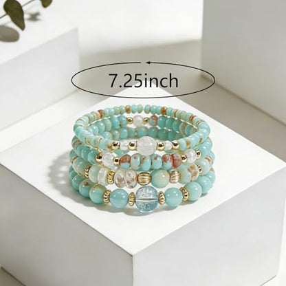Boho Wooden Beads Bracelets Bohemian Bracelet Stack for Men Women Wood Beaded Bracelet Set - color: K