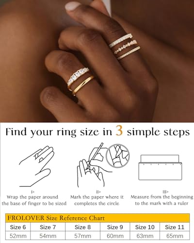 Stackable Silver/Gold Rings for Women Non Tarnish Trendy Dainty 14K Gold Plated Stacking Cubic Zirconia Thumb Ring Set Minimalist Promise Wedding Bands Engagement Rings for Women Size 6-10