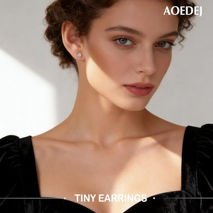 AOEDEJ 20/18/16G Titanium Internally Threaded Flat Back Stud Earrings 3/4/5mm Stars Square CZ Nose Lip Medusa Monroe Labret Piercing Jewelry for Cartilage Conch Tragus Helix Ear Studs - style: 16G-Round