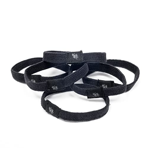 Wild & Stone | Pack of 6 Hair Bands | 100% Biodegradable and Plastic-Free Elastic Hair Ties | 100% Organic Cotton and Natural Plant-Based Rubber | No Crease Ponytail Holder (Black) - color: Black