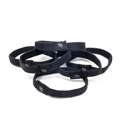 Wild & Stone | Pack of 6 Hair Bands | 100% Biodegradable and Plastic-Free Elastic Hair Ties | 100% Organic Cotton and Natural Plant-Based Rubber | No Crease Ponytail Holder (Black) - color: Black