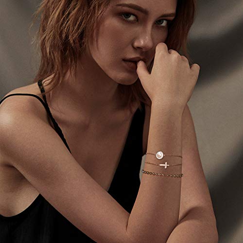 LOYATA Chain Bracelet Gold Link 14K Gold Plated Dainty Pearl Bracelet Simple Jewelry Gift for Women - style: Bead Ball