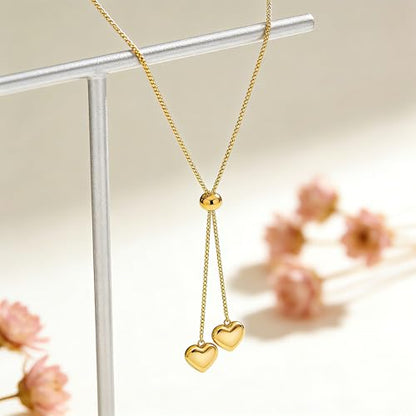 Gold Lariat Necklace for Women Heart Pearl Y - Shaped Long Necklace Simple Chain Trendy Jewelry Gifts - color: Gold-B