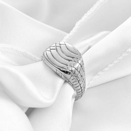 PCY Stainless Steel Gold Plated Men Women Band Ring - color: 13mm Silver TY